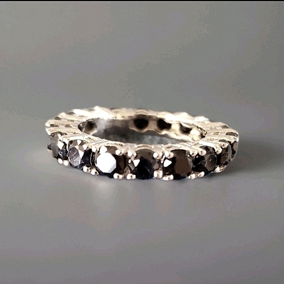 unbranded Jewelry - Midnight Sapphire Eternity Band Ring Platinum Plated Size 8